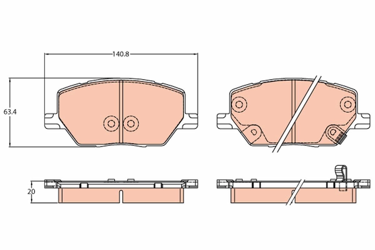 TRW plaquettes de frein GDB3629 140,8x65,4 épaisseur 20 mm avec témoin sonore