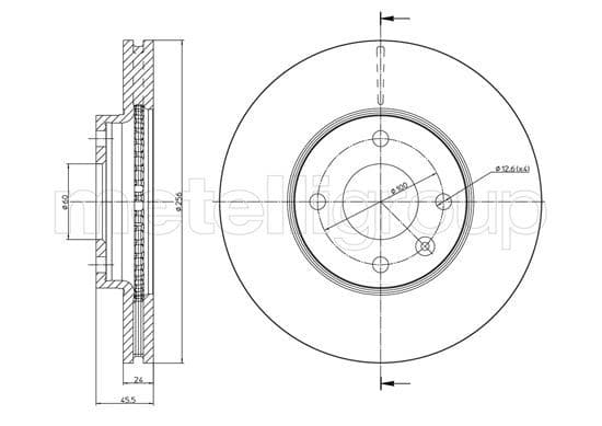 METELLI disque de frein 23-1465C ventilé diamètre 256 épaisseur 24 mm 5 trous