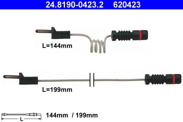 ATE 24.8190-0423.2 Bremsbelagverschleiß Warnkontakt Länge 199 mm