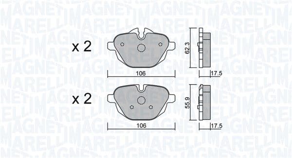 MAGNETI MARELLI Jeu plaquettes frein 363916060910 TRW 106x62,4 mm 18 mm