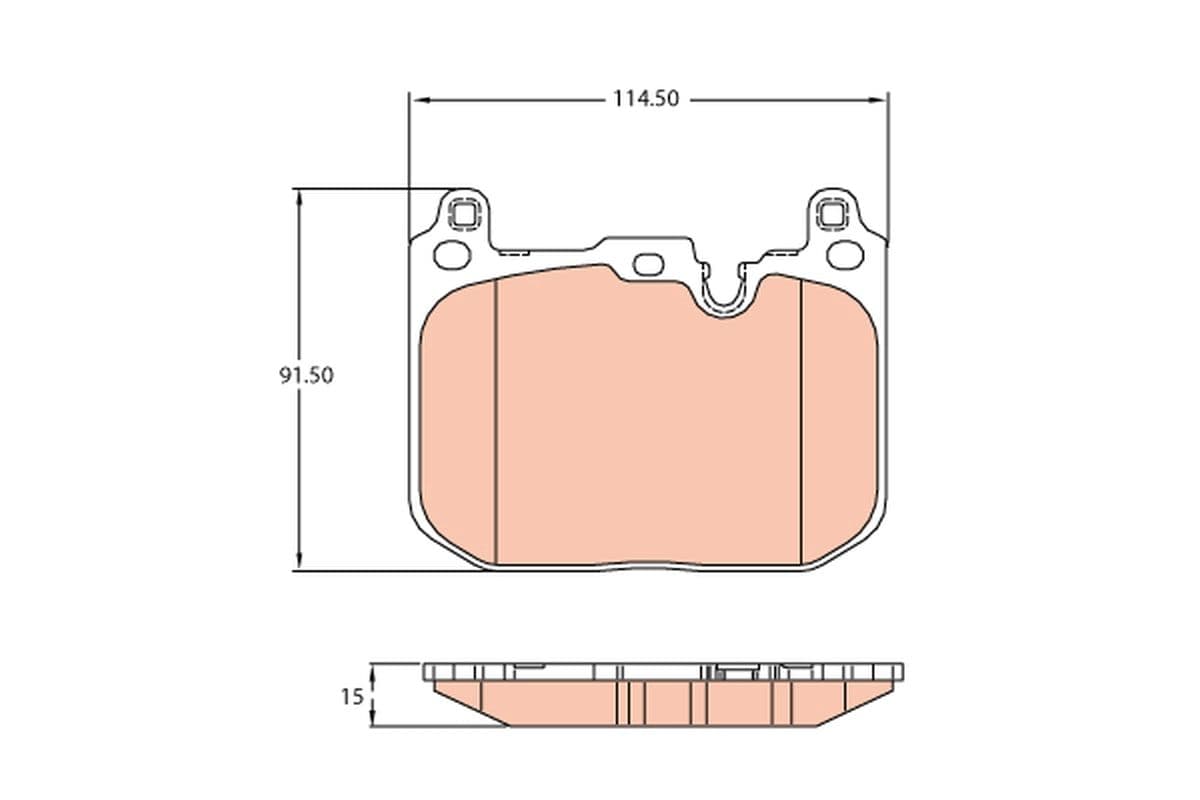 TRW Bremsbeläge GDB2137 114,5x91,5 Stärke 15 mm für Warnkontakt