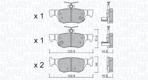 MAGNETI MARELLI Jeu plaquettes frein 363916061255 ATE 14,4 mm