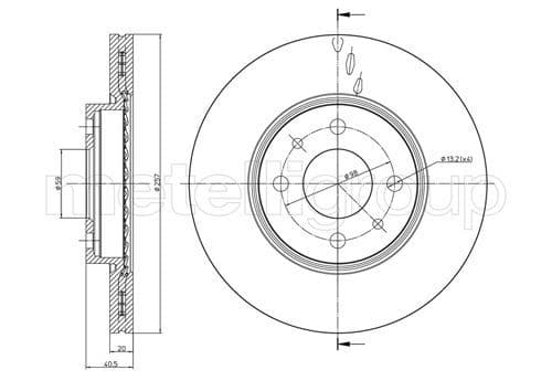 METELLI disque de frein 23-0231C ventilé diamètre 257 épaisseur 20 mm 4 trous