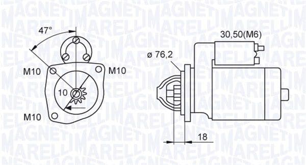 MAGNETI MARELLI 063521101040 Anlasser Durchmesser 76,2 mm