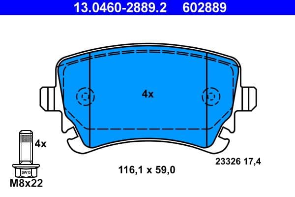 ATE Bremsbeläge 604063 für Auto-Bremsanlage