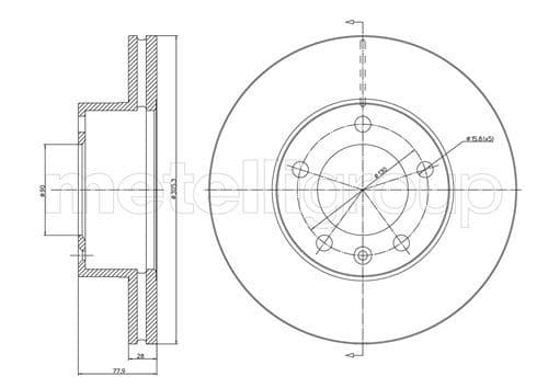 METELLI disque de frein 23-0532C ventilé diamètre 305,2 épaisseur 28 mm 5 trous