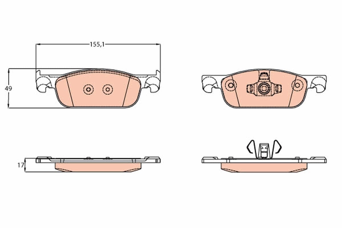 TRW Bremsbeläge GDB2157 155,1x49 Stärke 17 mm für Warnkontakt