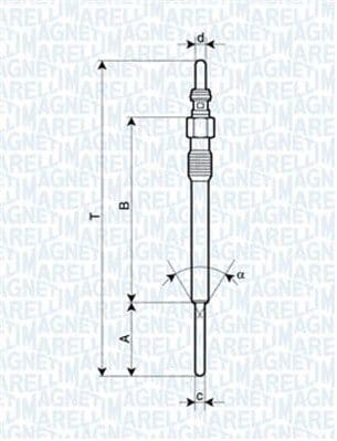 MAGNETI MARELLI 062900090304 bougie préchauffage 4,4 V M9X1 longueur 119 mm métallique