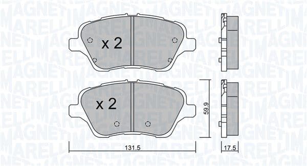MAGNETI MARELLI Bremsbelagsatz 363916060839 TRW 131,7x60,1 mm 17,6 mm