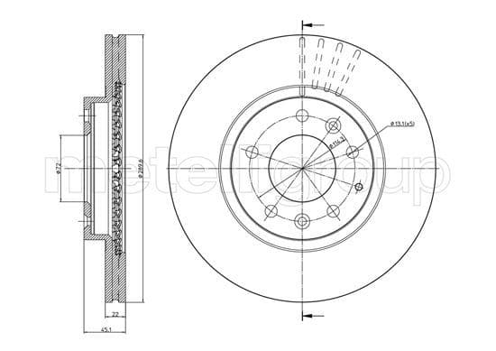 METELLI disque de frein 23-0961C ventilé diamètre 290 épaisseur 22 mm 5 trous