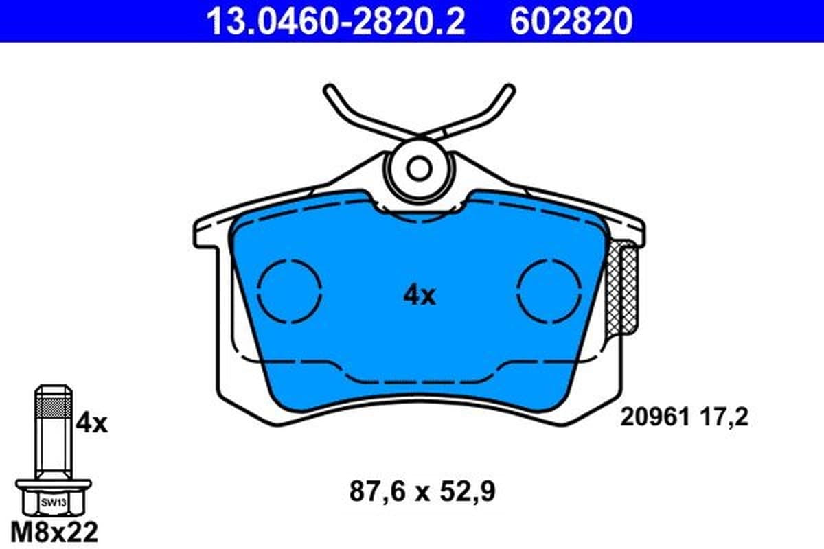 Kit Pastiglie Freno Ate 13.0460-2820.2 Audi, Vw