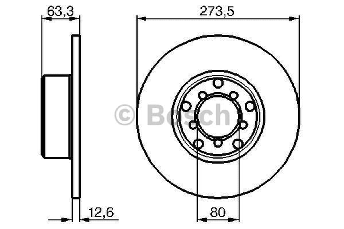 BOSCH disque de frein 0986478057 plein diamètre 273,3 épaisseur 12,6 mm 5 trous
