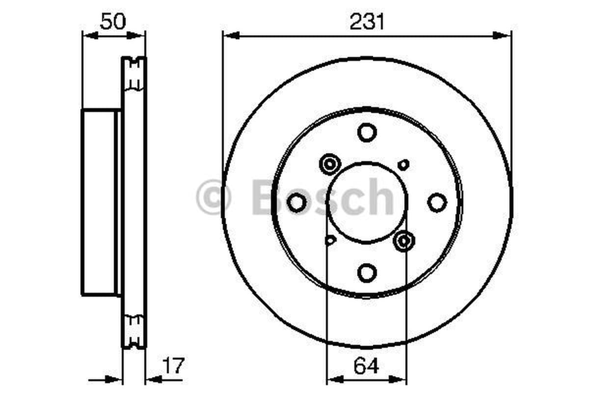BOSCH Bremsscheibe 0986478721 belüftet Durchmesser 231 Stärke 17 mm 4 Bohrungen