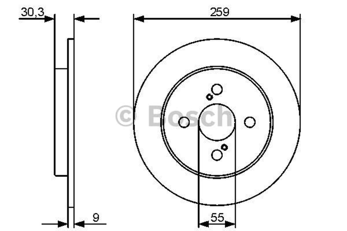 BOSCH Bremsscheibe 0986479420 voll Durchmesser 259 Stärke 9 mm 4 Bohrungen