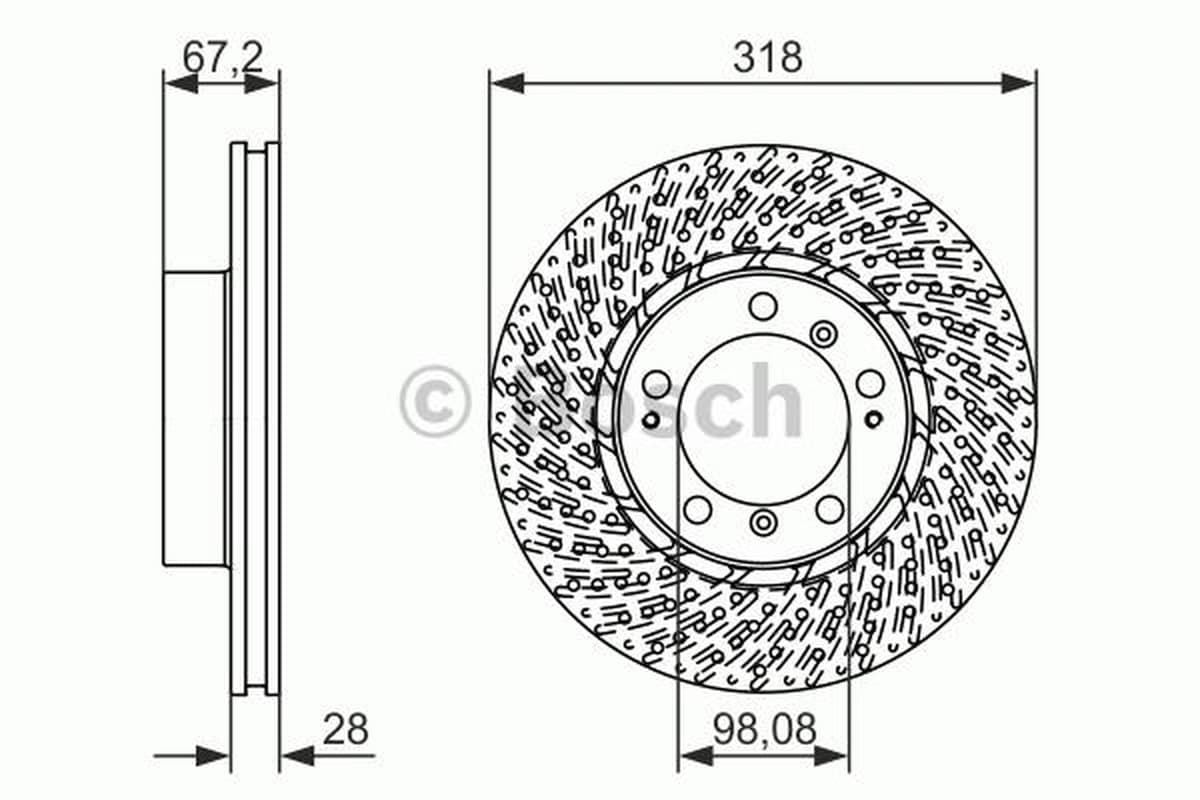 BOSCH disque de frein 0986479549 percé diamètre 318 épaisseur 27,9 mm 5 trous