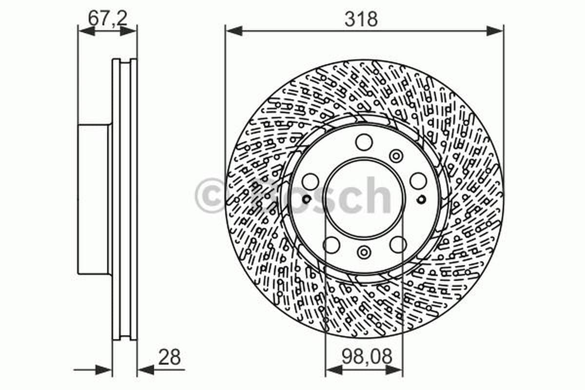 BOSCH disque de frein 0986479550 percé diamètre 318 épaisseur 28 mm 5 trous