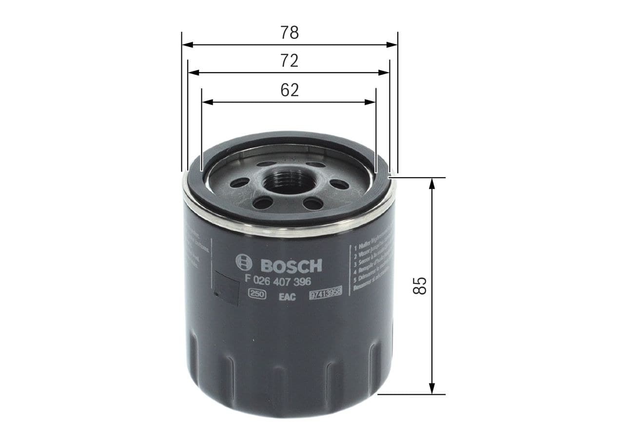 BOSCH filtre auto diamètre 78 mm hauteur 85 mm F026407396