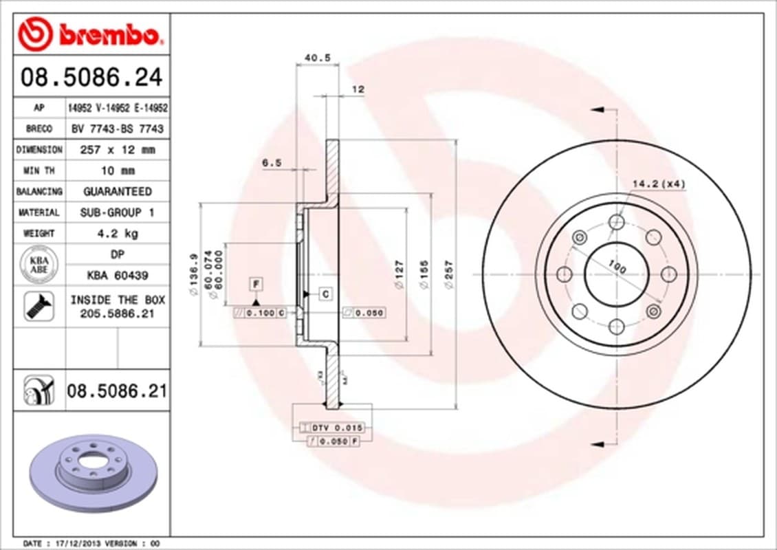 Brembo Disco Freno 08508621