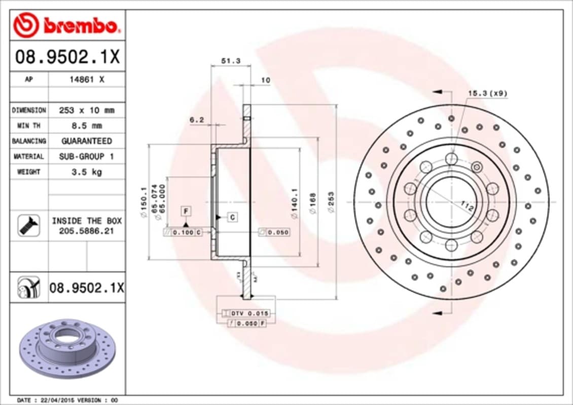 Brembo Disco Freno 0895021X
