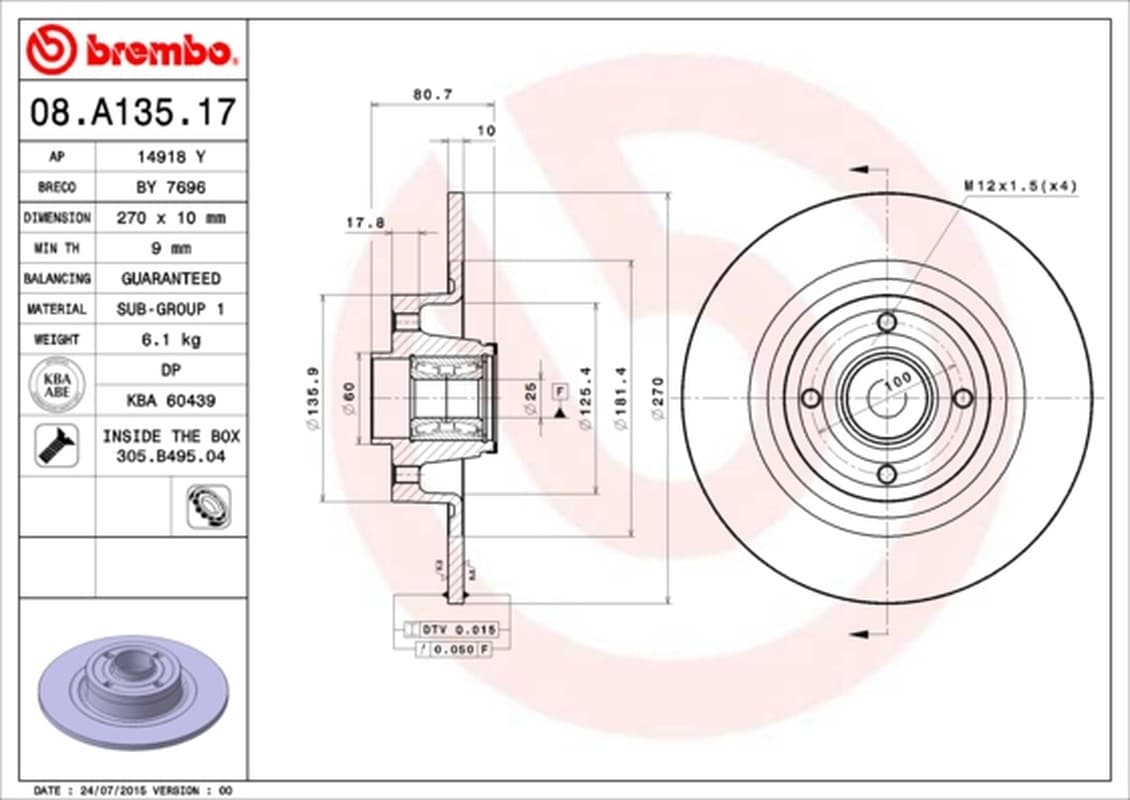 Brembo Disco Freno 08A13517