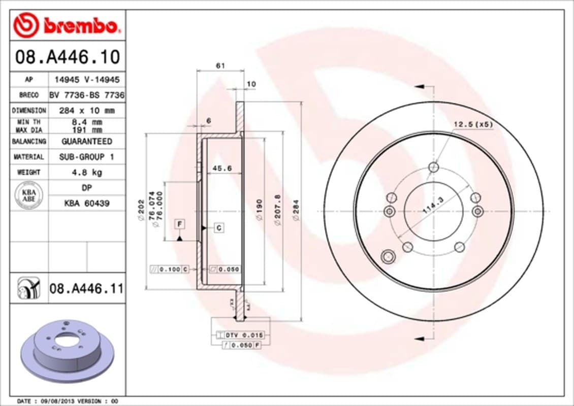 Brembo Disco Freno 08A44610
