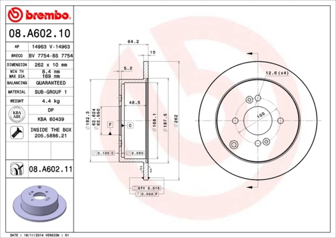 Brembo Disco Freno 08A60211