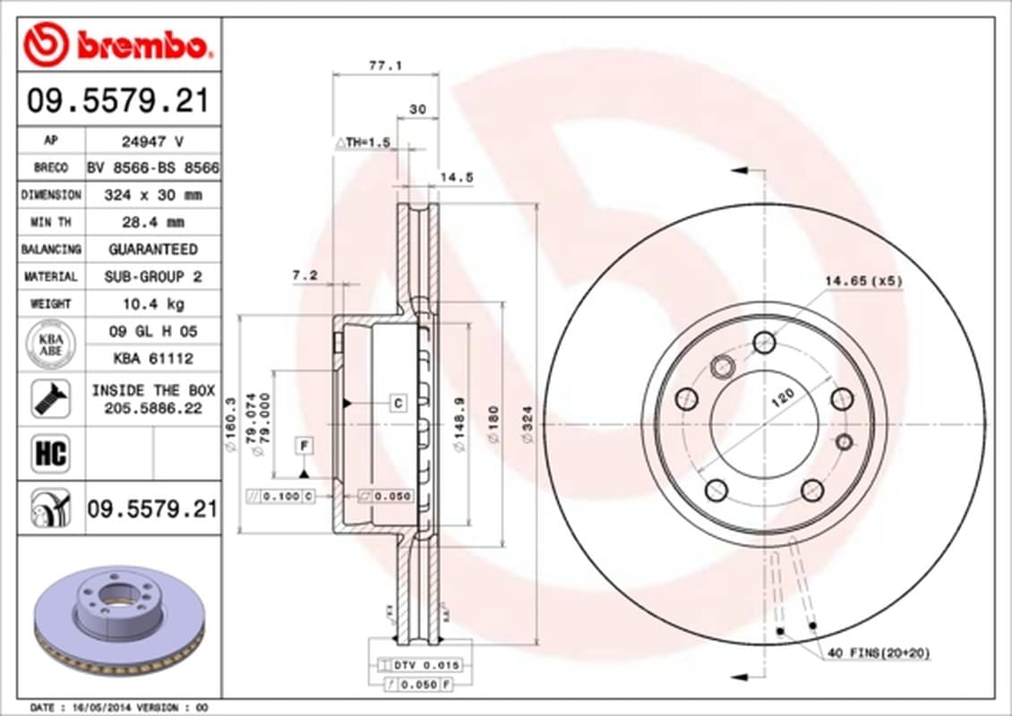 Brembo Disco Freno 09557921