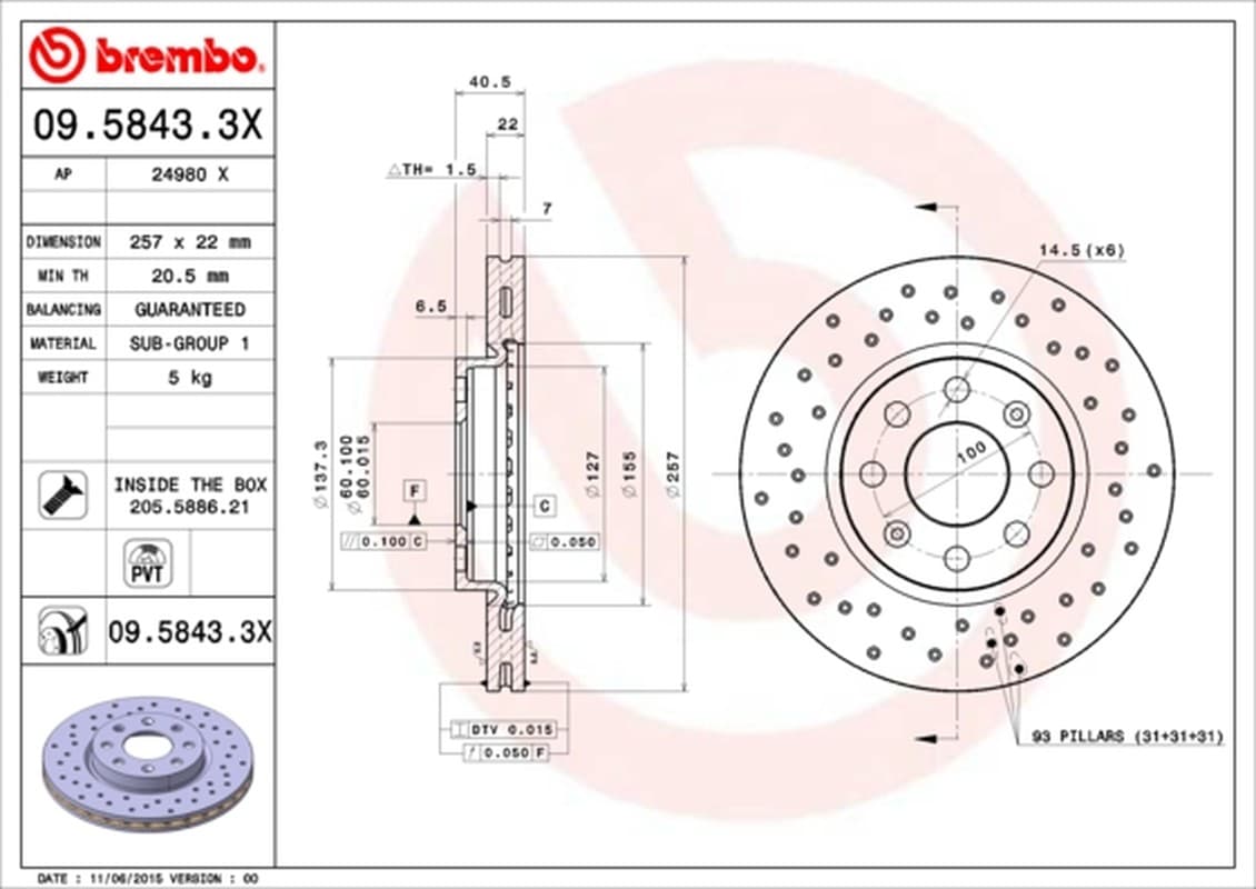 Brembo Disco Freno 0958433X