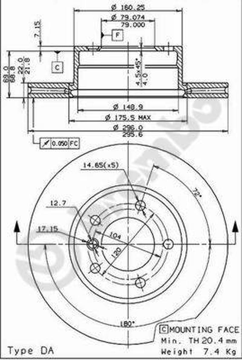 BREMBO disque de frein 09.6924.11 ventilé diamètre 296 épaisseur 22 mm 5 trous