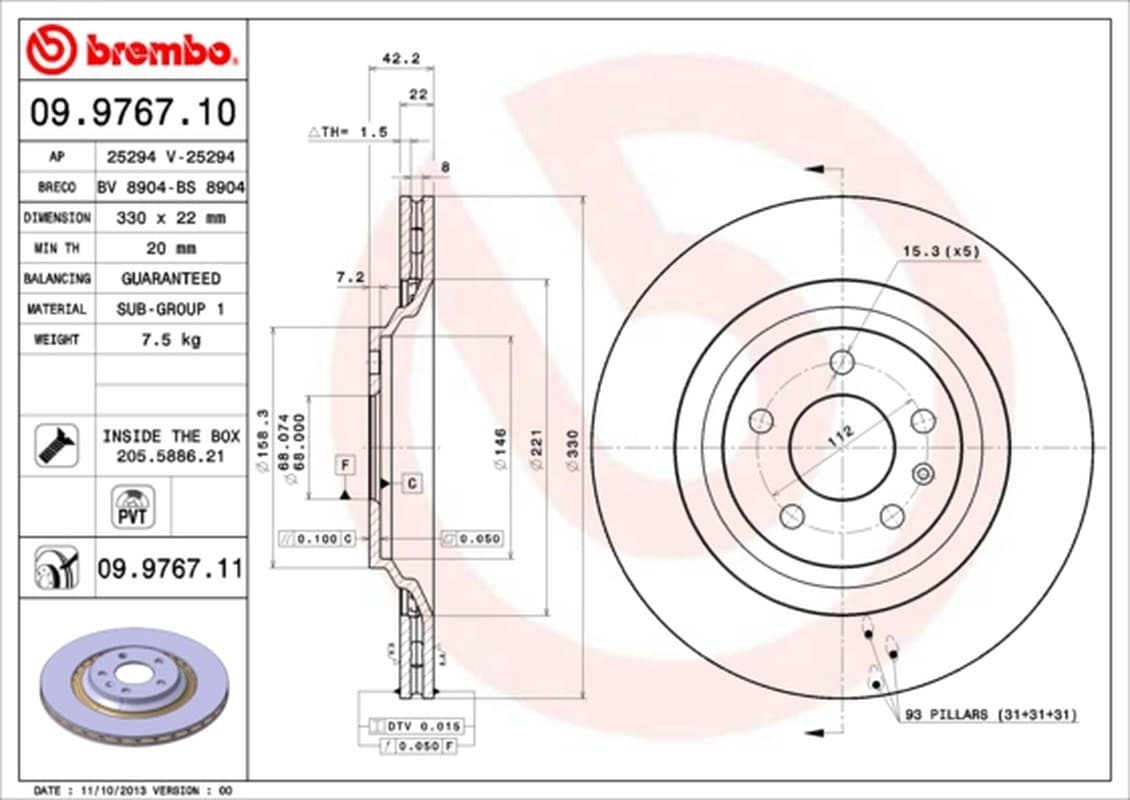 Brembo Disco Freno 09976711