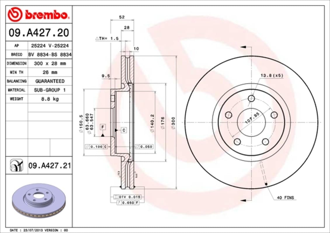 Brembo Disco Freno 09A42720