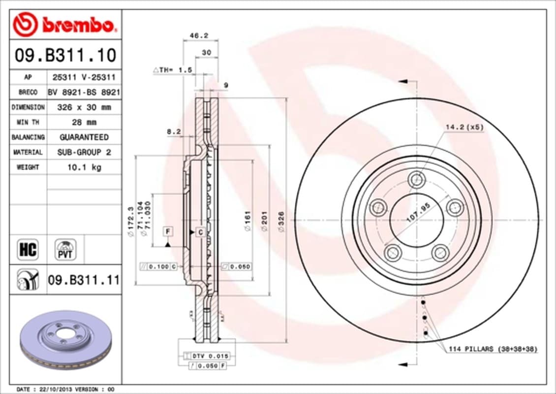 Brembo Disco Freno 09B31111