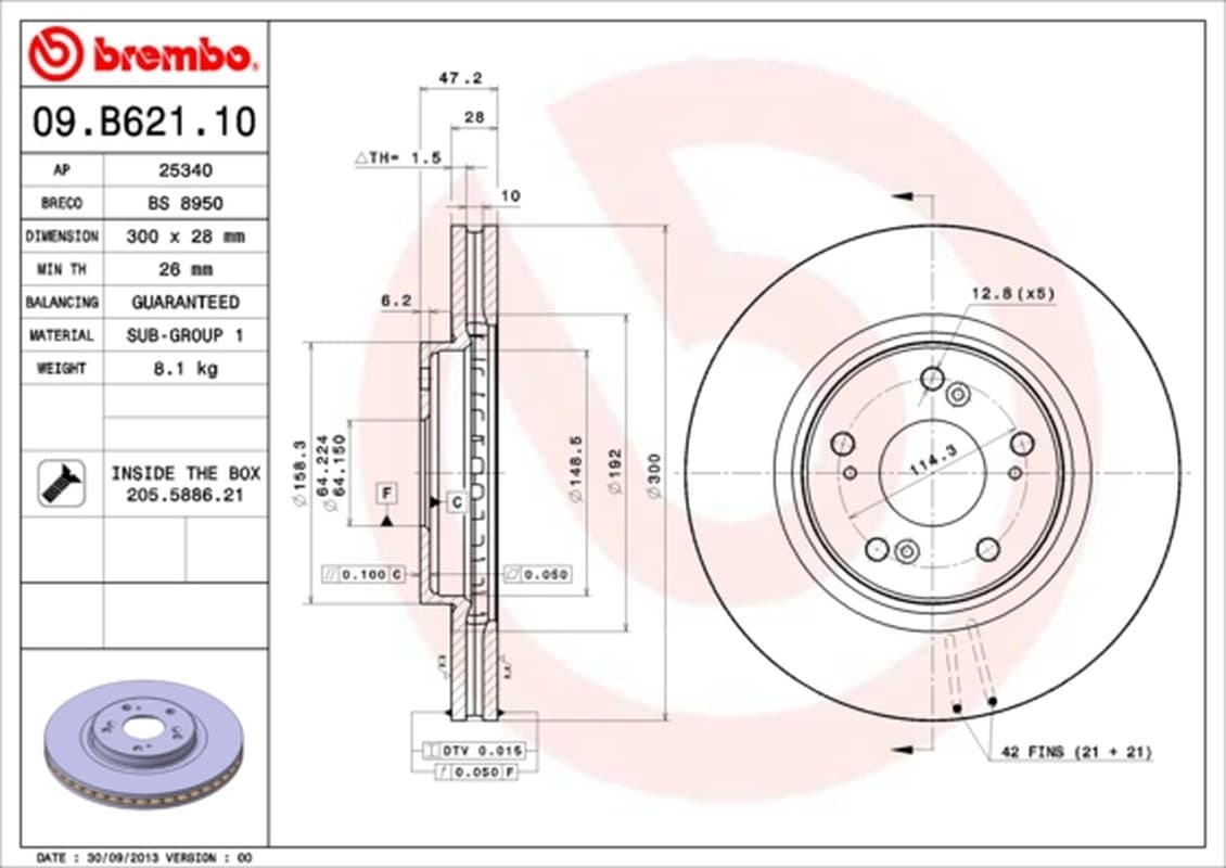 Brembo Disco Freno 09B62110