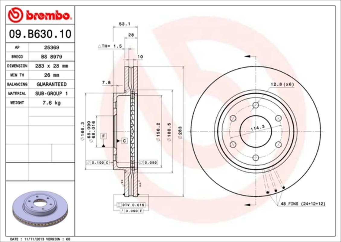 Brembo Disco Freno 09B63010