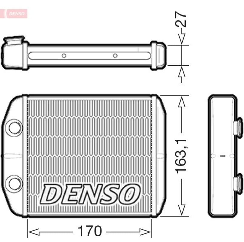 DENSO DRR23021 radiateur chauffage habitacle longueur faisceau 170 mm