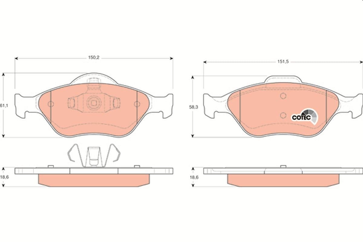 Trw Pattini Freno Ford Fiesta /Ka/Fusion (01->) 1.3 Gdb1419