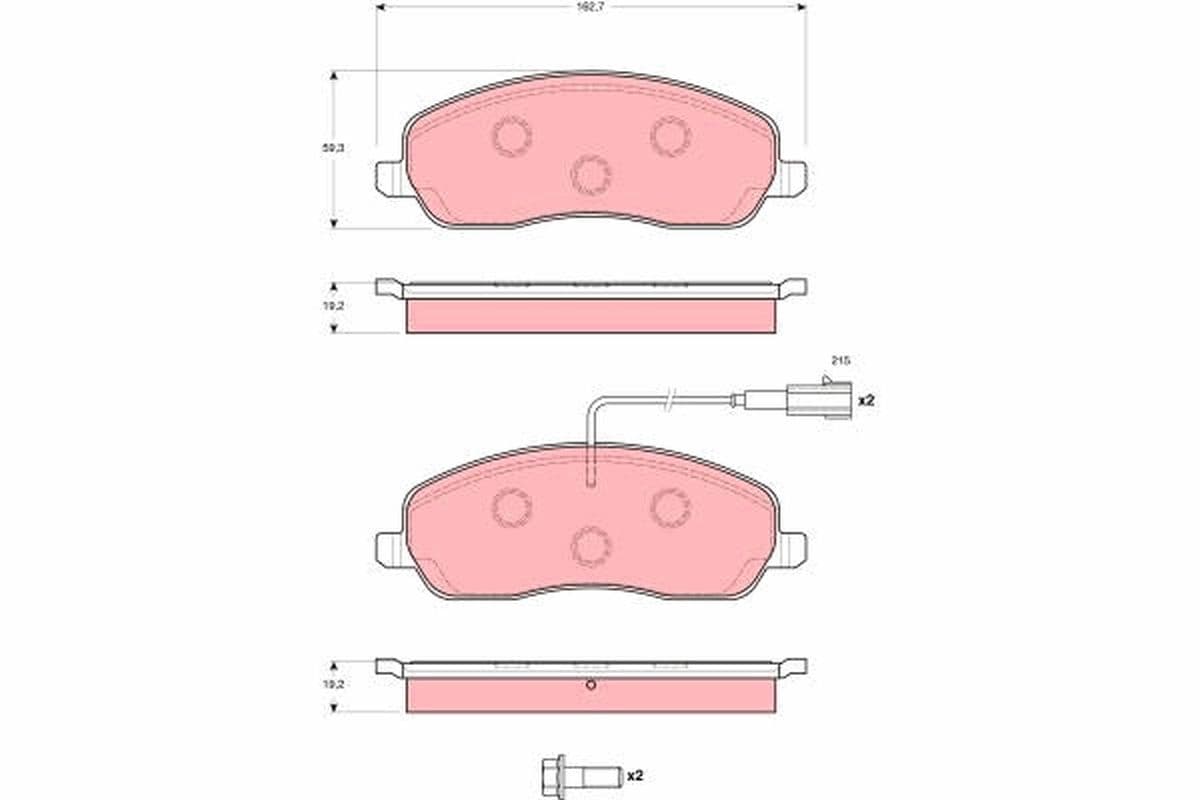 TRW Bremsbeläge GDB1627 162,7x59,3 Stärke 19,2 mm mit Warnkontakt