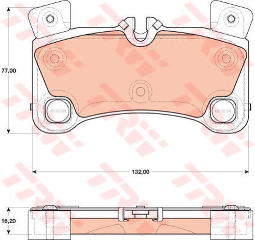 TRW Bremsbeläge GDB1775 132x77 Stärke 16,2 mm für Warnkontakt
