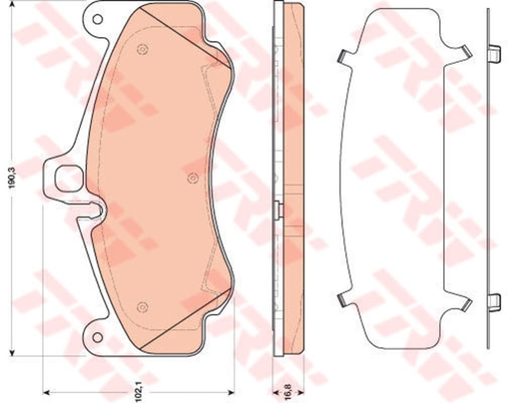 TRW plaquettes de frein GDB1817 190,3x102,1 épaisseur 16,8 mm prévu témoin