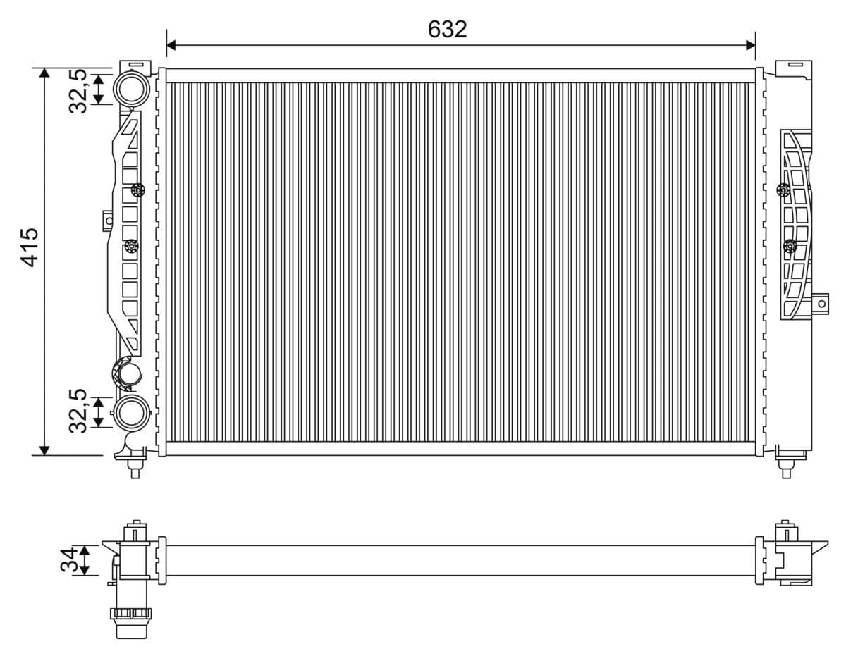 VALEO Motorkuehler 731537 632x415x34 mm Aluminium