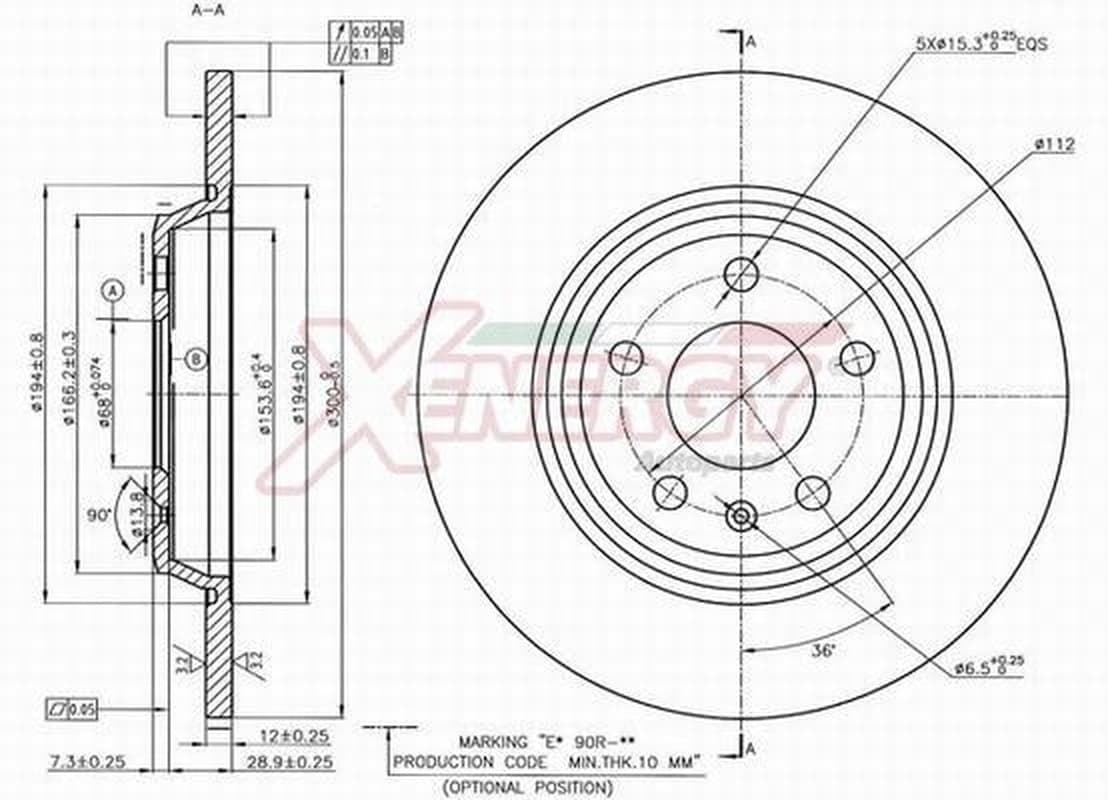 AP XENERGY disque de frein X601351 plein diamètre 300 épaisseur 12 mm 5 trous