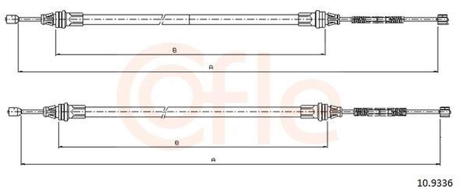 COFLE 92.10.9336 Handbremsseil rechts Längen 990/805x2 mm