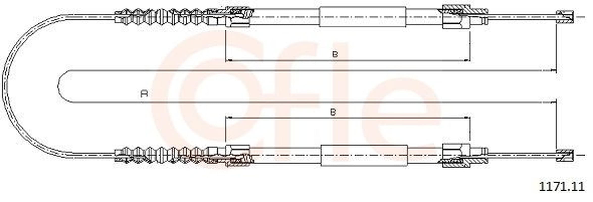 COFLE 92.1171.11 Handbremsseil hinten Längen 3045/2x810 mm