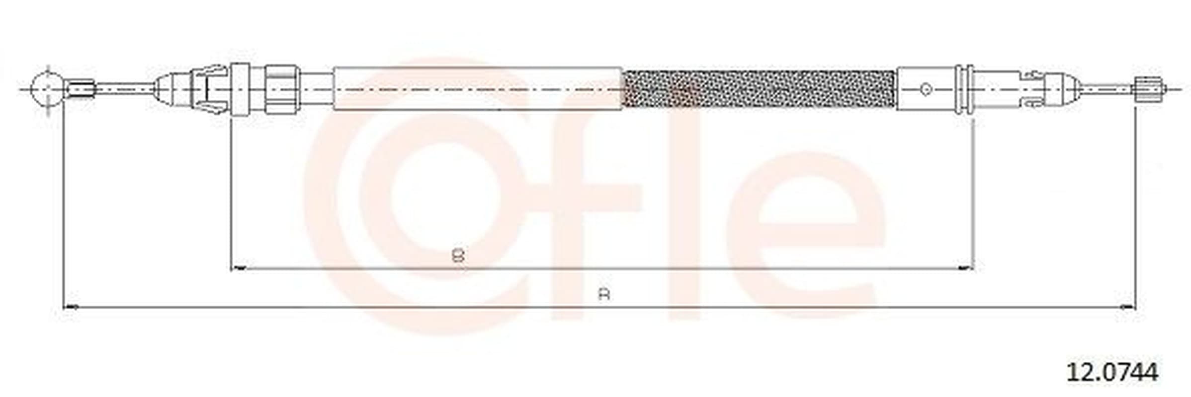 COFLE 92.12.0744 Handbremsseil rechts Längen 1255/1114 mm