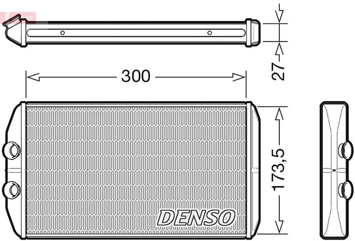 DENSO DRR12008 radiateur chauffage habitacle longueur faisceau 174 mm