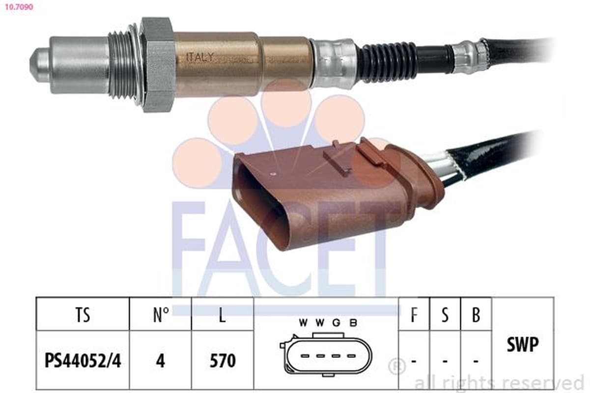 FACET 10.7090 Lambdasonde beheizt Kabellänge 570 mm 4 Leitungen