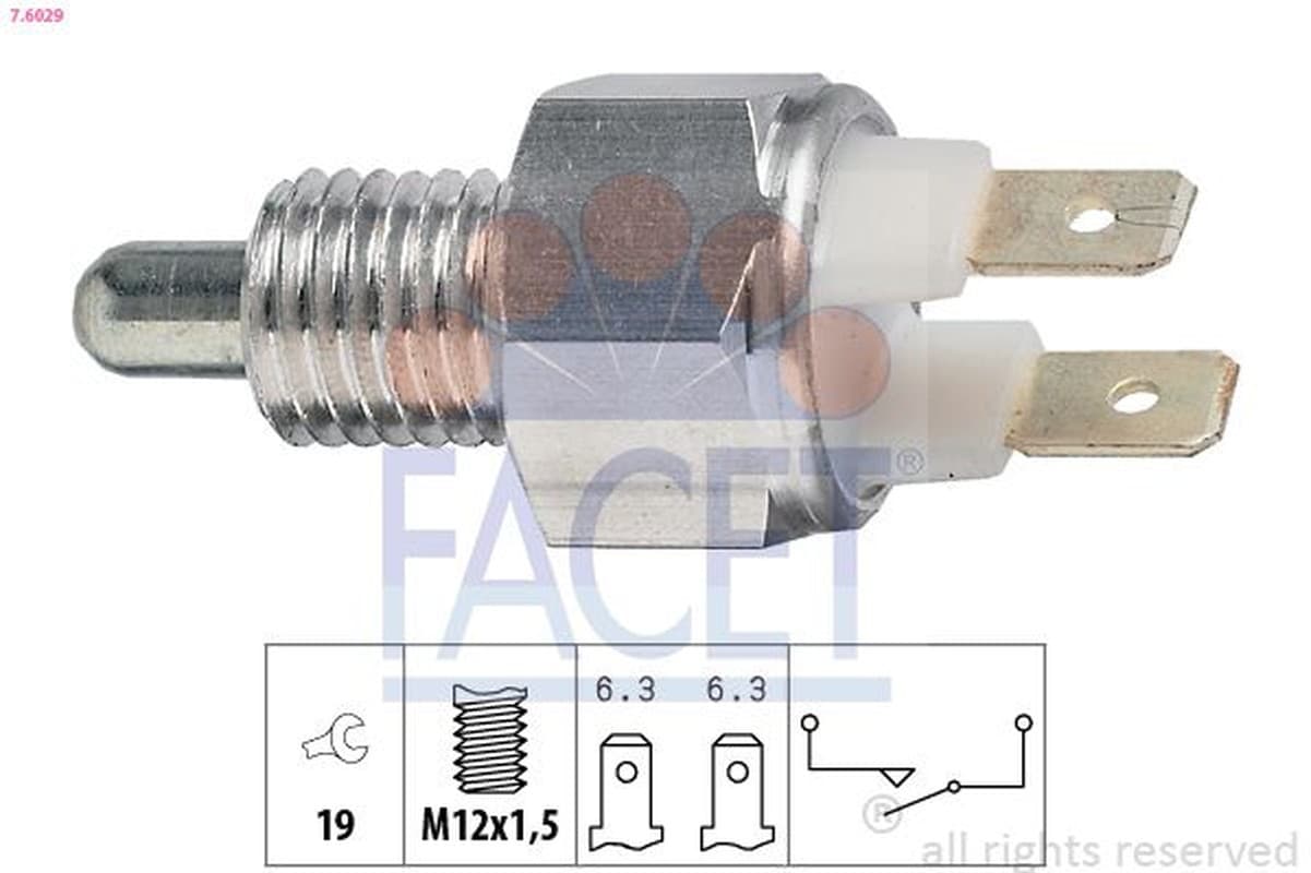FACET 7.6029 Rückfahrlichtschalter Gewinde M12 x 1,5 Schlüsselweite 19 mm