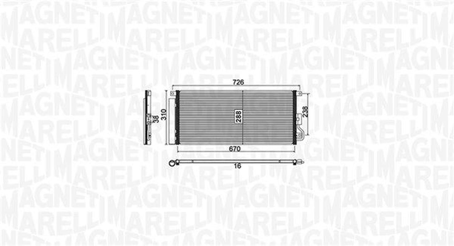 MAGNETI MARELLI 350203807000 Klimakondensator mit Trockner 670x288x16 mm