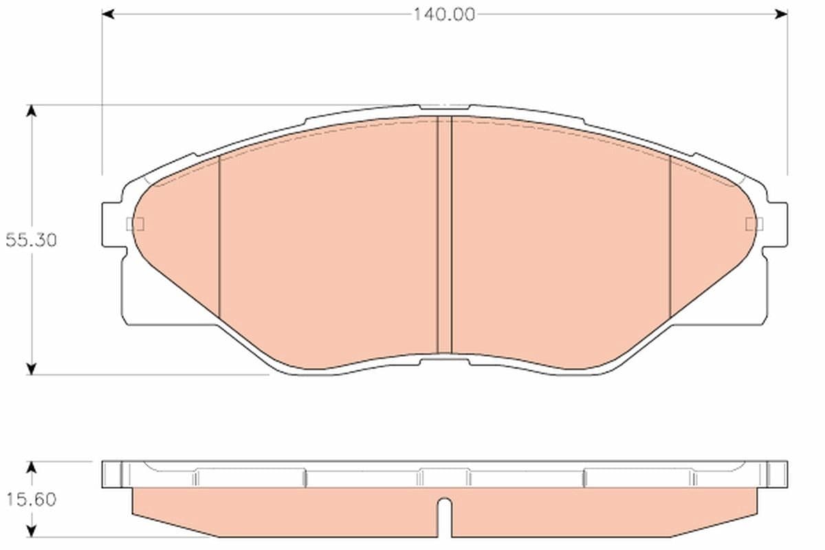 TRW Bremsbeläge GDB3532 140x55,3 Stärke 15,6 mm für Warnkontakt