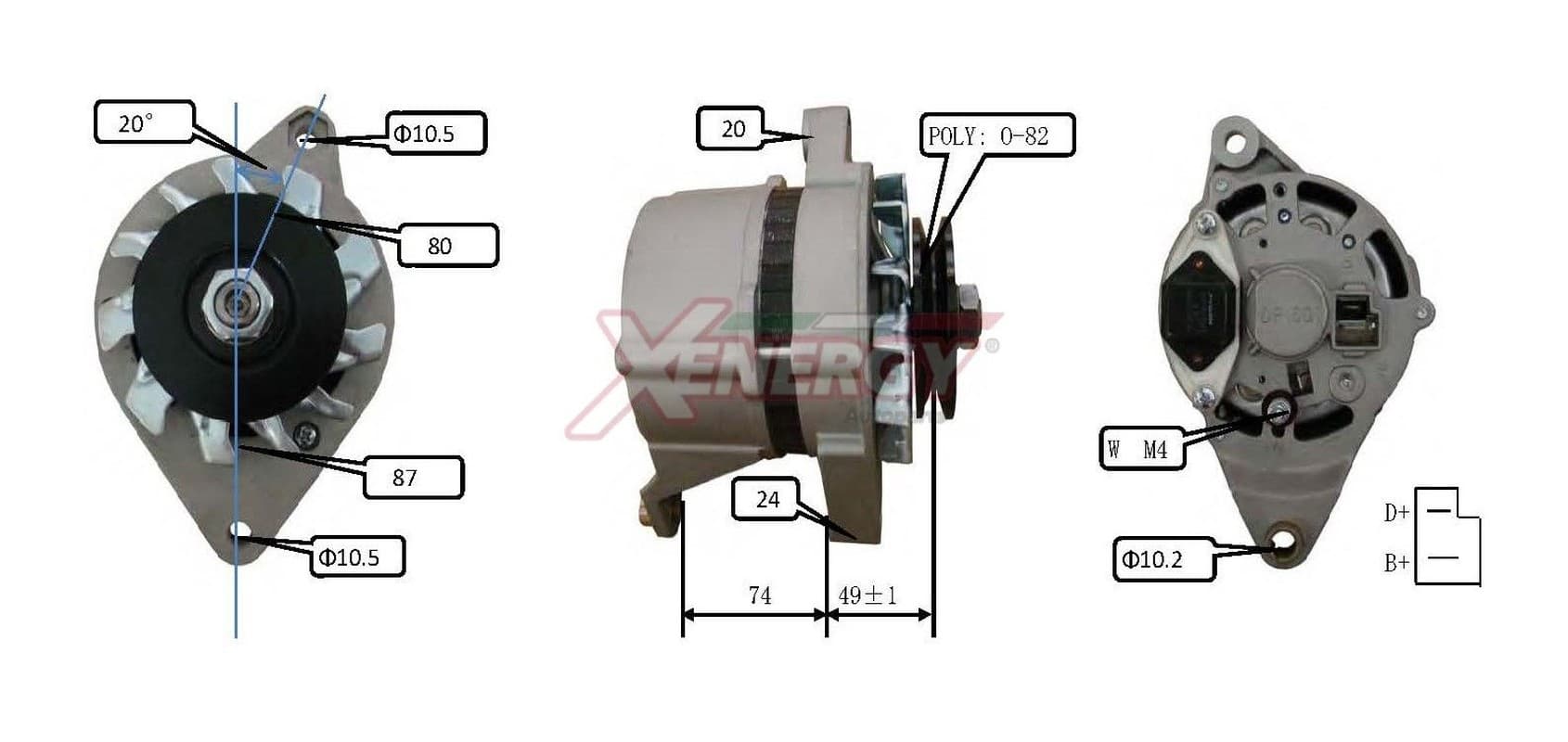AP XENERGY XAL10021AD alternateur 12 V 33 A avec poulie 1 nervures